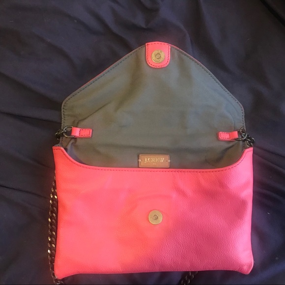 J. Crew: coral-colored leather envelope clutch - Picture 3 of 8